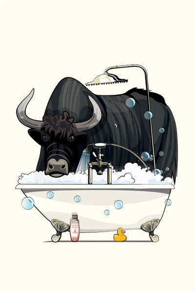 Yak In The Bath by WyattDesign art print