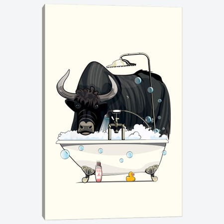 Yak In The Bath Canvas Print #WYD192} by WyattDesign Canvas Artwork