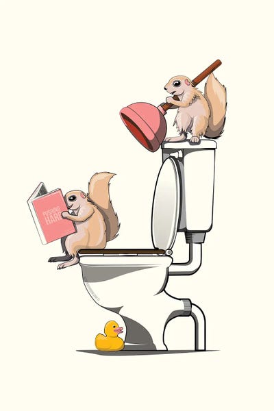 Bathroom Break: Xerus On The Toilet by WyattDesign