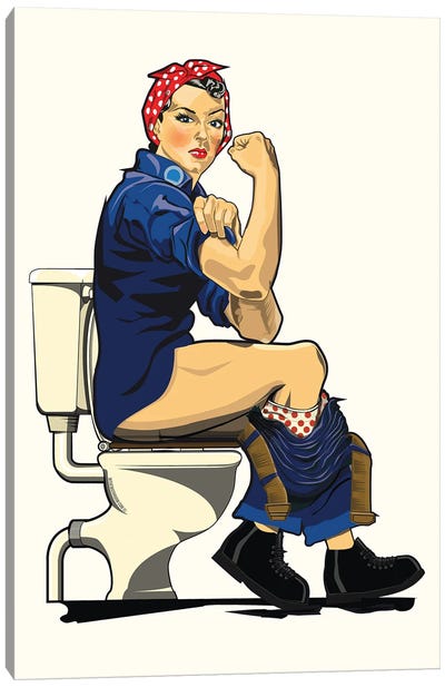 We Can Do It On The Toilet Canvas Art Print - Rosie The Riveter