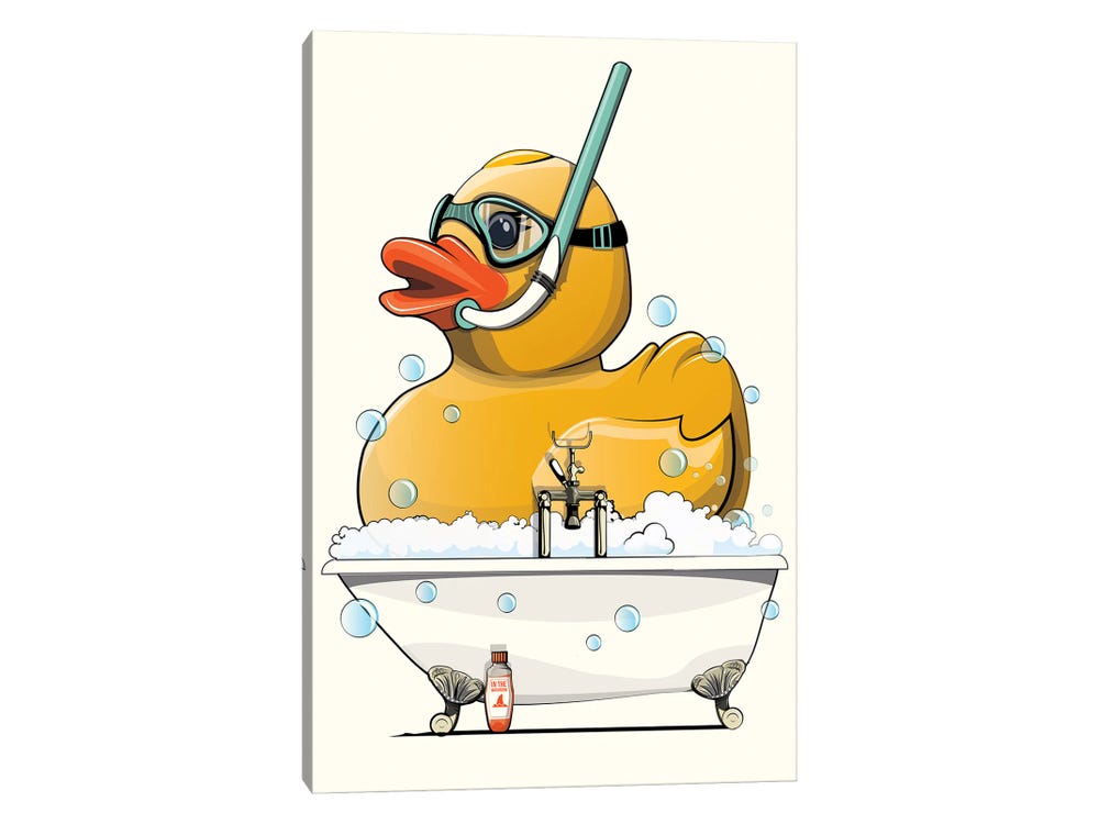 Bathroom Rubber Duck In The Bath Canva - Canvas Wall Art