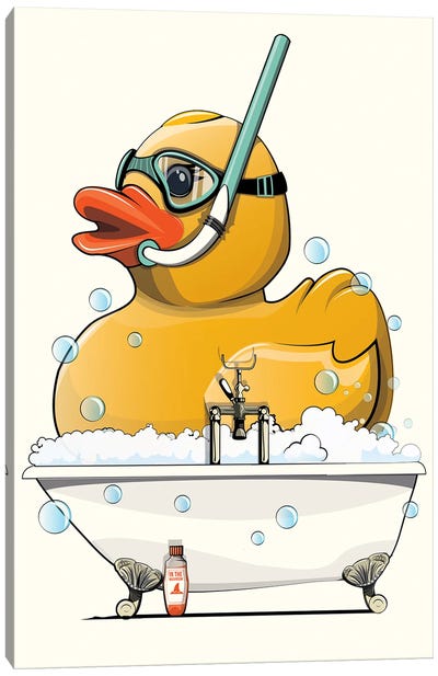 Bathroom Rubber Duck In The Bath Canvas Art Print - WyattDesign