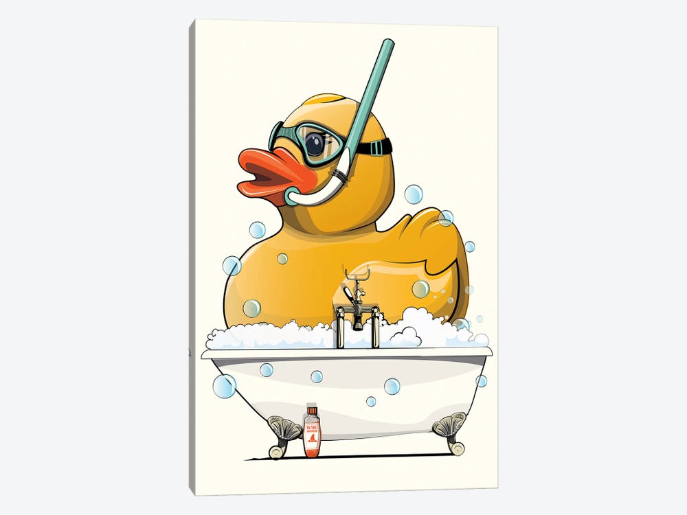 Bathroom Rubber Duck In The Bath by WyattDesign 1-piece Canvas Wall Art