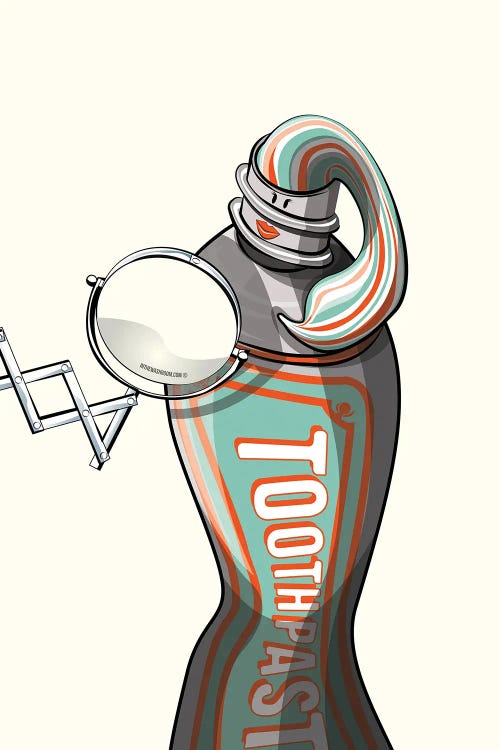 Toothpaste Looking In The Mirror by WyattDesign wall art