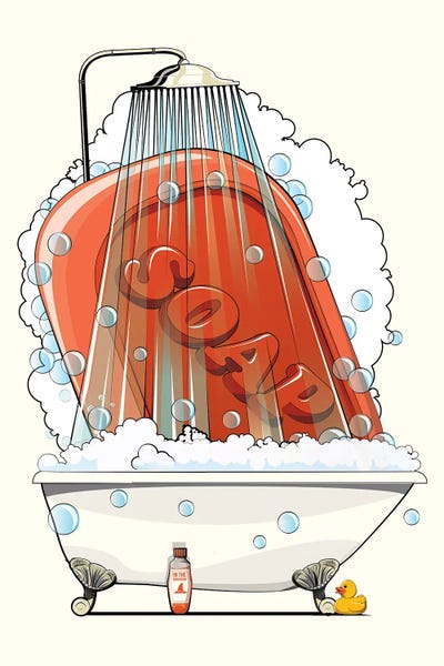 Bathroom Soap Showering by WyattDesign art print