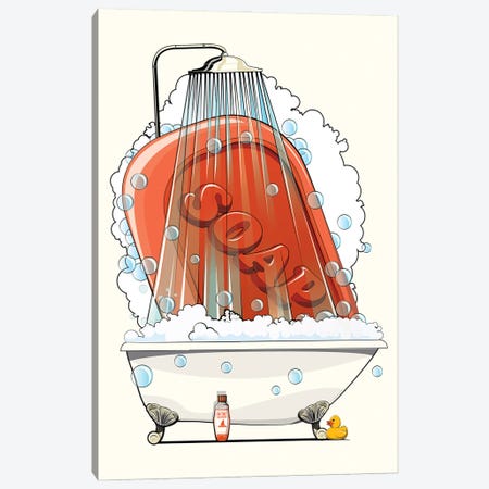 Bathroom Soap Showering Canvas Print #WYD206} by WyattDesign Art Print