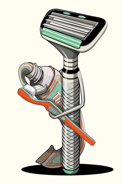 Bathroom Humor: Razor Cleaning Teeth by WyattDesign