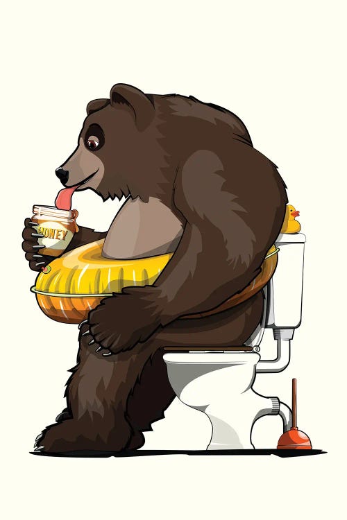 Brown Bear On The Toilet