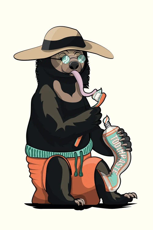 Sun Bear Cleaning Their Teeth