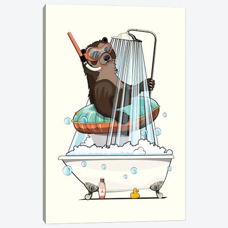 Spectacled Bear In The Shower Canvas Print #WYD213} by WyattDesign Canvas Print