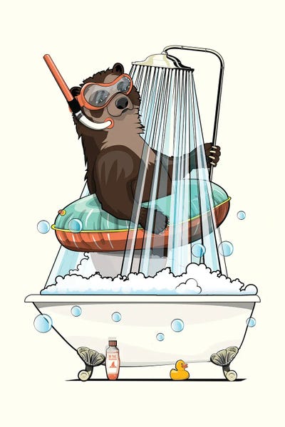 WyattDesign: Spectacled Bear In The Shower by WyattDesign