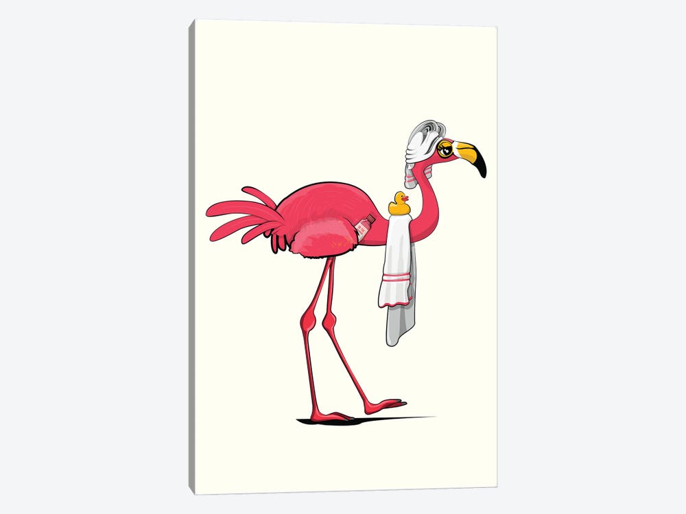 Flamingo Taking A Shower by WyattDesign 1-piece Art Print