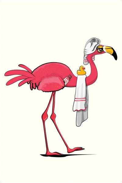 WyattDesign: Flamingo Taking A Shower by WyattDesign