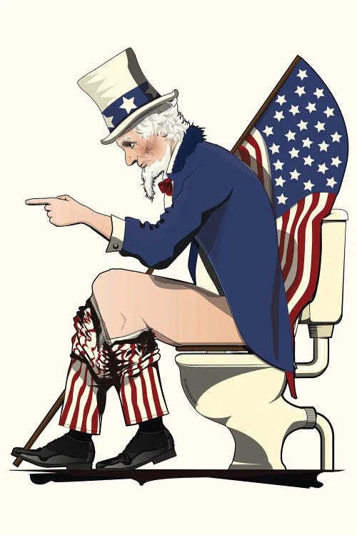 Uncle Sam On The Toilet by WyattDesign wall art
