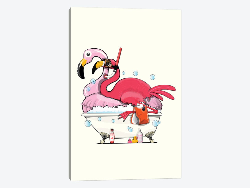 Flamingo In The Bath by WyattDesign 1-piece Canvas Art
