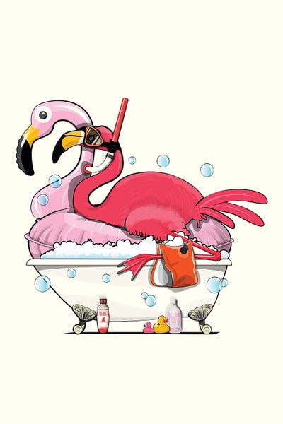 Flamingos: Flamingo In The Bath by WyattDesign