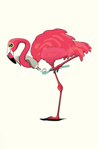 Flamingos: Flamingo Cleaning Teeth by WyattDesign