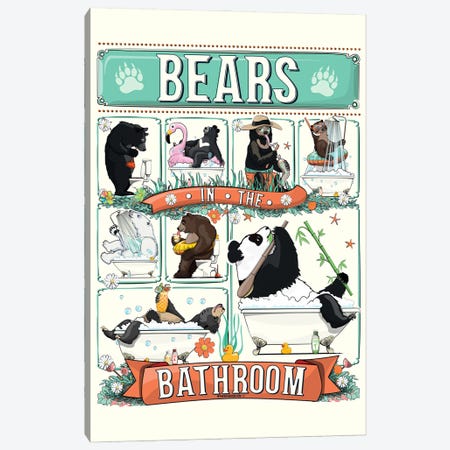 Bears In The Bathroom Canvas Print #WYD227} by WyattDesign Art Print