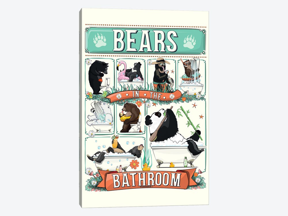Bears In The Bathroom by WyattDesign 1-piece Canvas Artwork