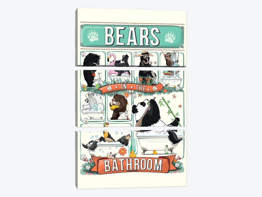 Bears In The Bathroom by WyattDesign 3-piece Canvas Art