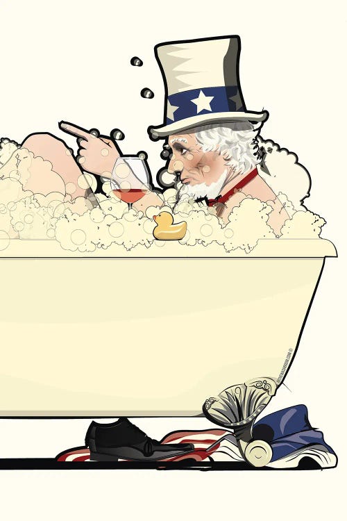 Uncle Sam In The Bath by WyattDesign wall art