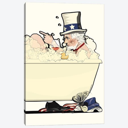 Uncle Sam In The Bath Canvas Print #WYD22} by WyattDesign Canvas Art