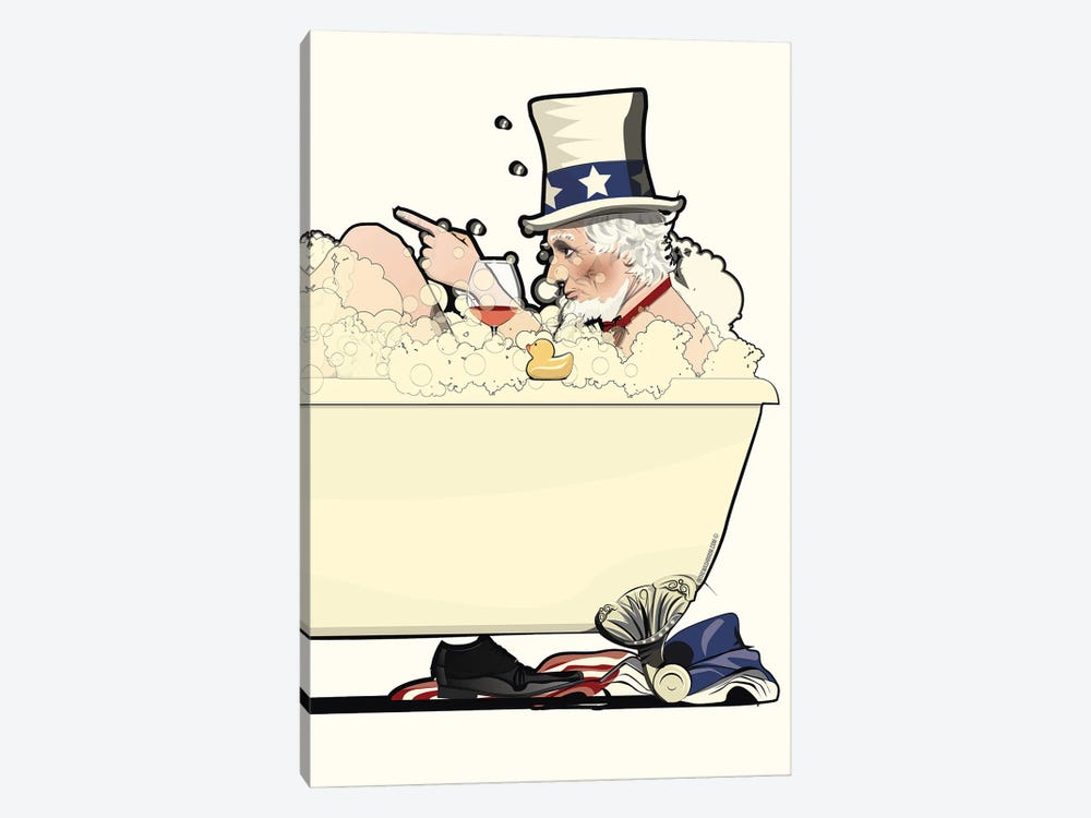Uncle Sam In The Bath by WyattDesign 1-piece Canvas Art