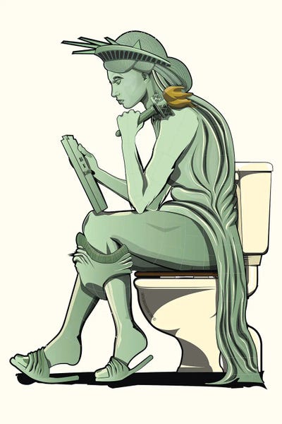 Statue Of Liberty On The Toilet by WyattDesign multi panel art