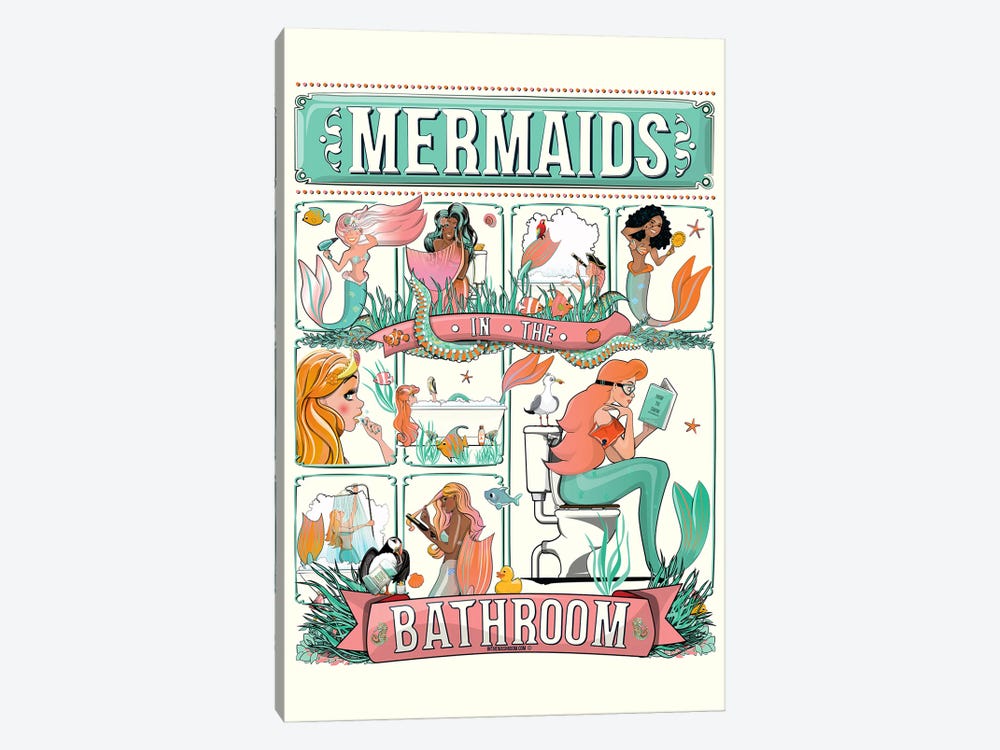 Mermaid In The Bathroom by WyattDesign 1-piece Art Print