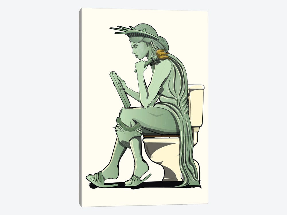 Statue Of Liberty On The Toilet by WyattDesign 1-piece Canvas Print