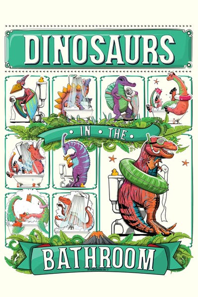Prehistoric Animals: Dinosaur In The Bathroom by WyattDesign