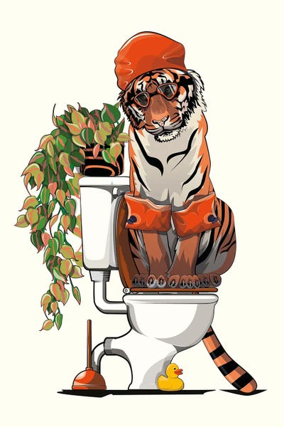 WyattDesign: Tiger Using The Toilet by WyattDesign