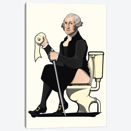 George Washington On The Toilet Canvas Print #WYD24} by WyattDesign Canvas Print