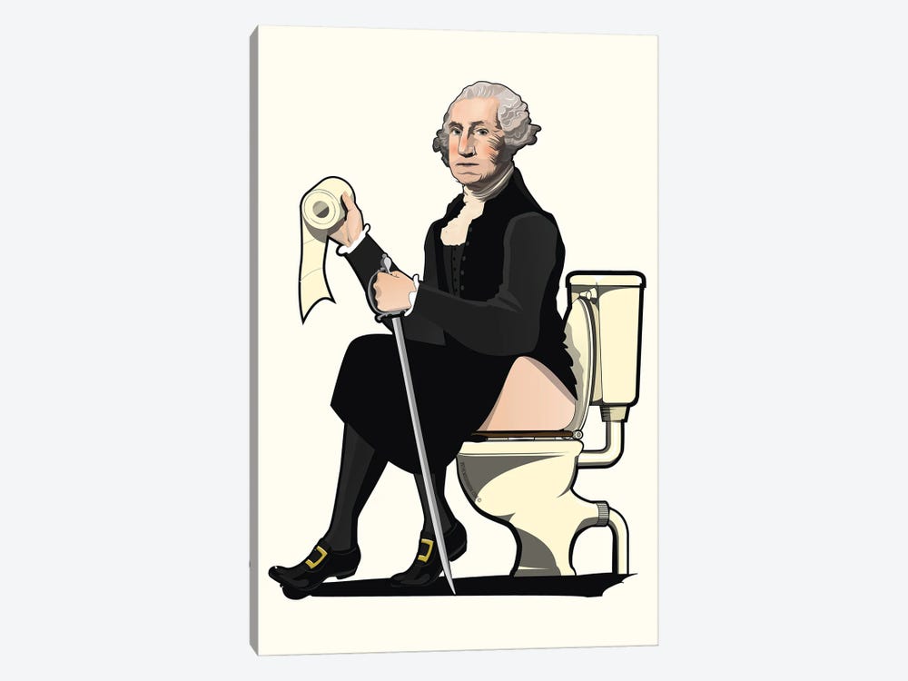 George Washington On The Toilet by WyattDesign 1-piece Canvas Artwork