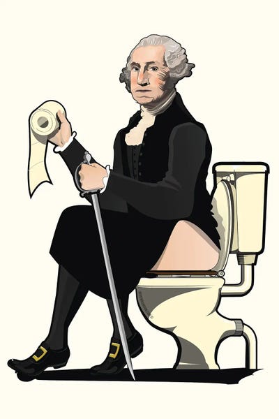 Bathroom Humor: George Washington On The Toilet by WyattDesign
