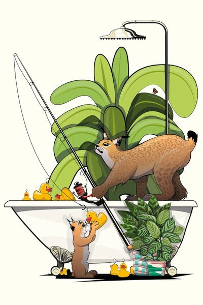 Lynx: Lynx Fishing In The Bath by WyattDesign