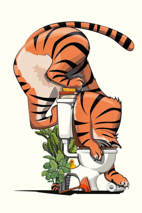 Tiger Drinking From Toilet