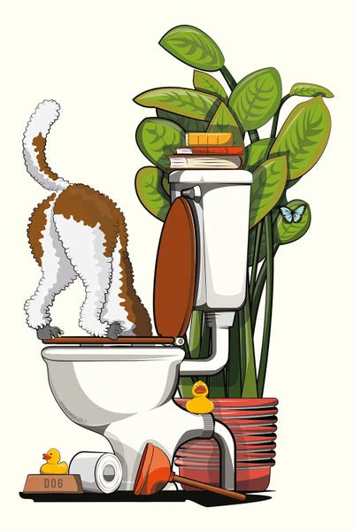 WyattDesign: Labradoodle Dog Drinking Form The Toilet by WyattDesign
