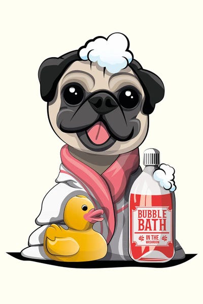 Pug Dog In Bathrobe by WyattDesign multi panel art