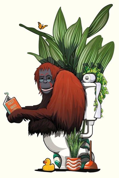 Orangutans: Orangutan Using The Toilet by WyattDesign