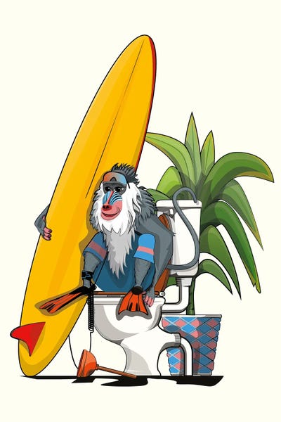 Baboon Using The Toilet by WyattDesign multi panel art