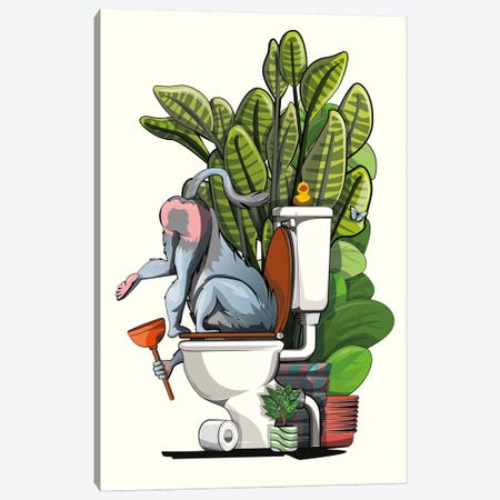 Mandrill Drinking From Toilet Canvas Print #WYD271} by WyattDesign Canvas Print