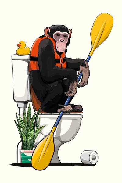 WyattDesign: Chimpanzee Using The Toilet by WyattDesign