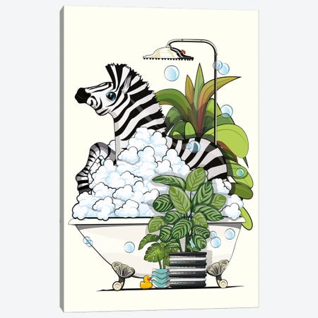 Zebra In Bubble Bath Canvas Print #WYD276} by WyattDesign Canvas Art