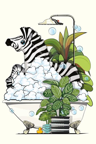 Zebras: Zebra In Bubble Bath by WyattDesign