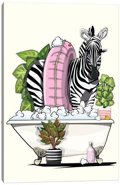 Zebra In Bathtub Canvas Art Print - WyattDesign