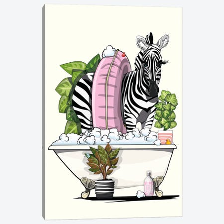 Zebra In Bathtub Canvas Print #WYD278} by WyattDesign Canvas Print