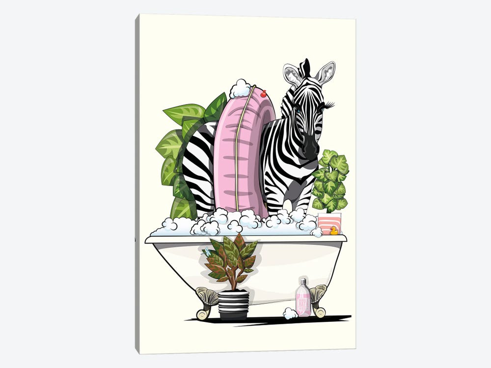Zebra In Bathtub by WyattDesign 1-piece Canvas Artwork