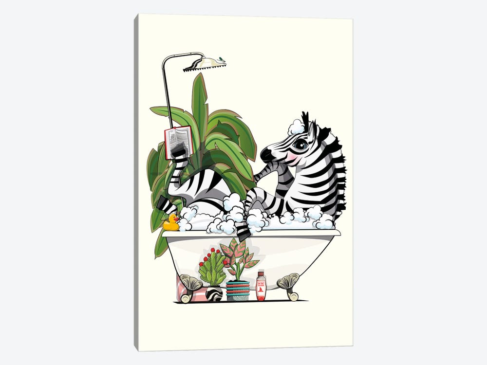 Zebra Reading In Bathtub by WyattDesign 1-piece Canvas Print