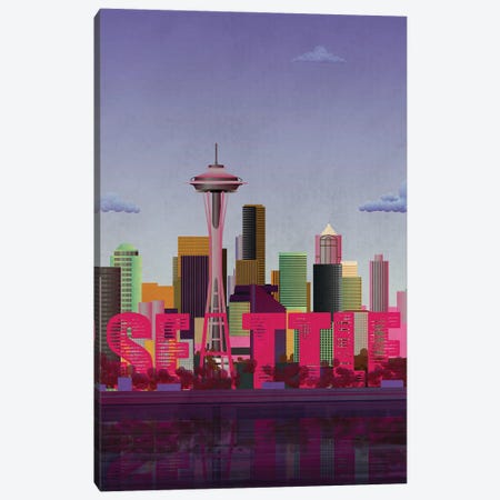 Seattle Skyline Canvas Print #WYD27} by WyattDesign Canvas Art Print